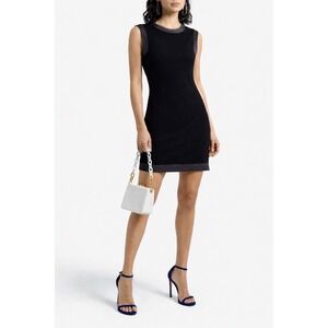 Lauren Ralph Lauren Black Leather Trim Sleeveless Sheath Dress Size 4